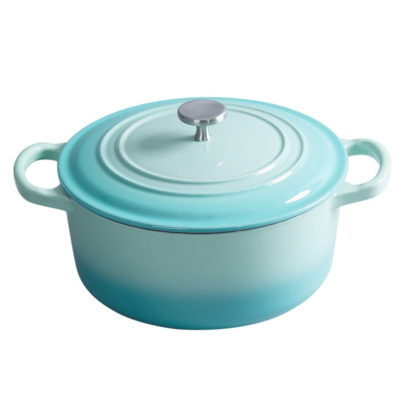 Iron Workshop Enamel Soup Pot Thickened Cast Pot قدر حديد مصبوب عالي الكثافة، بطبقة مينا داخلية وخارجية